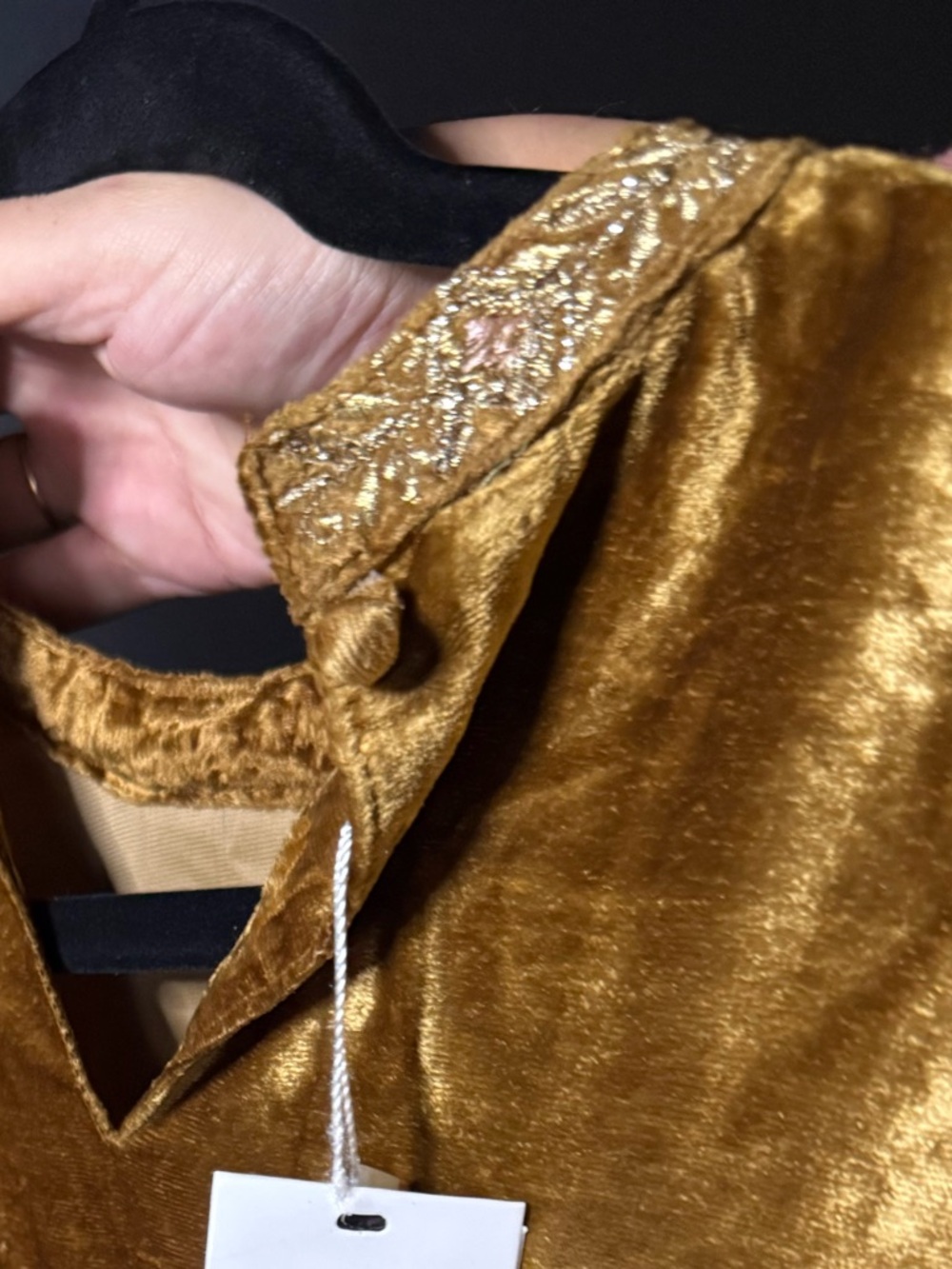 Ember Velvet Shift Midi Dress Embellished Collar - Picture 4 of 4